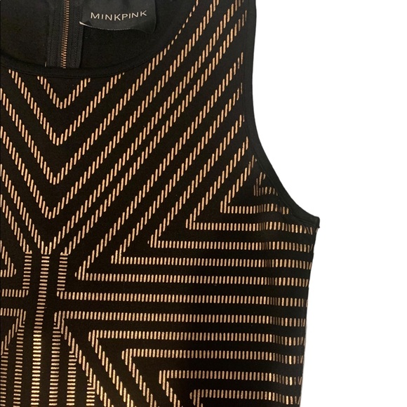 Mink Pink Knit Sheath Mini Dress Black and Rose Gold - Picture 3 of 6